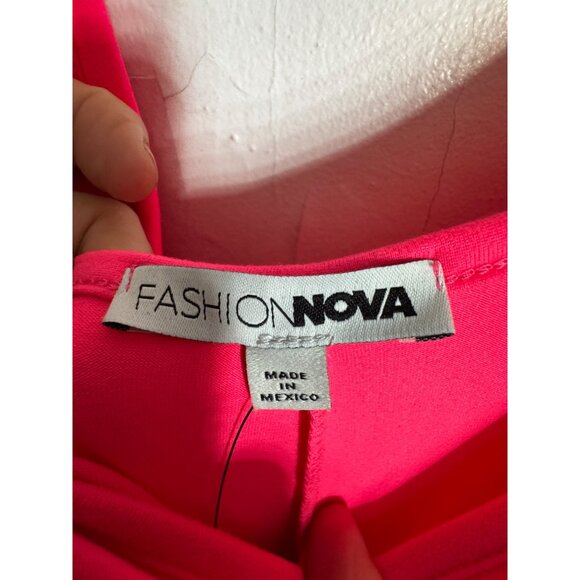 Fashion Nova Neon‎ Pink Nova Season Romper Large Sexy Athleisure Bodycon - Picture 3 of 5